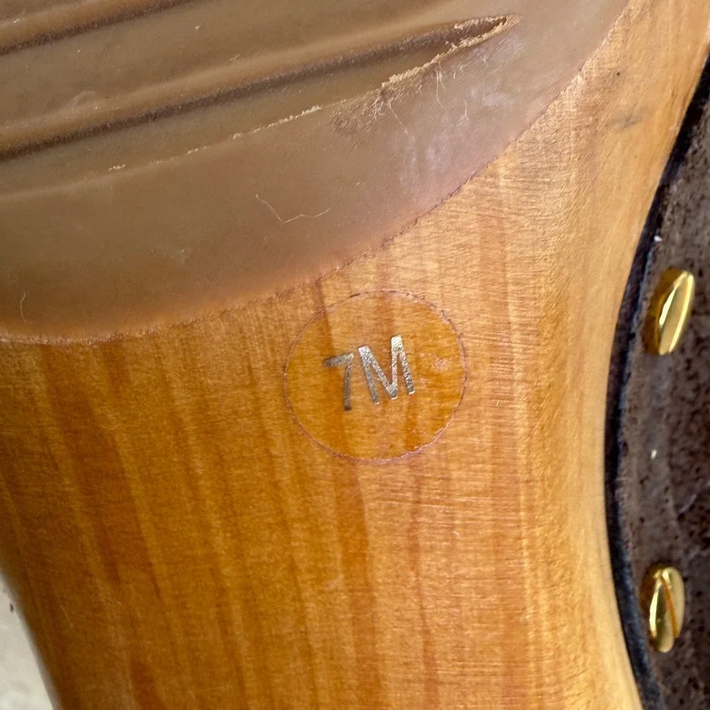 Tory Burch Ginerva suede studded wood heel Boots